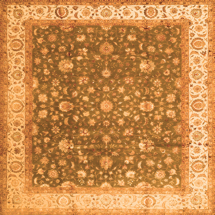 Round Machine Washable Persian Orange Traditional Area Rugs, wshtr2110org