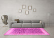 Machine Washable Persian Pink Traditional Rug in a Living Room, wshtr2110pnk