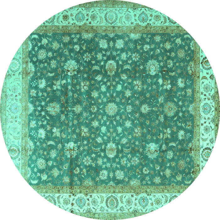 Round Persian Turquoise Traditional Rug, tr2110turq