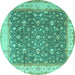 Round Persian Turquoise Traditional Rug, tr2110turq