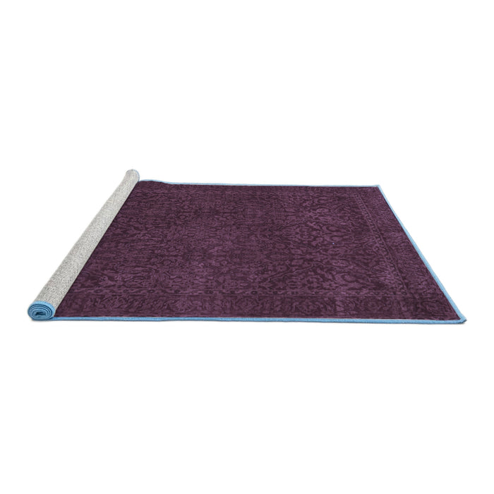 Sideview of Machine Washable Persian Blue Traditional Rug, wshtr2111blu