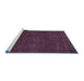 Sideview of Machine Washable Persian Blue Traditional Rug, wshtr2111blu