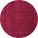 Round Machine Washable Persian Purple Traditional Area Rugs, wshtr2111pur