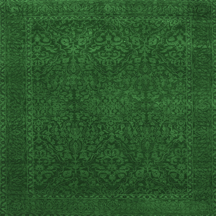 Square Machine Washable Persian Emerald Green Traditional Area Rugs, wshtr2111emgrn