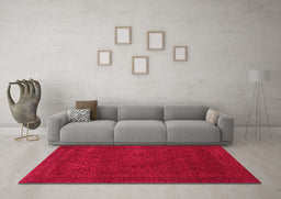 Machine Washable Persian Pink Traditional Rug in a Living Room, wshtr2111pnk