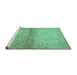 Sideview of Machine Washable Persian Turquoise Traditional Area Rugs, wshtr2112turq