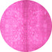 Round Persian Pink Traditional Rug, tr2112pnk