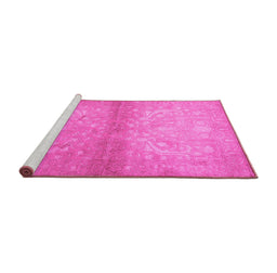 Sideview of Machine Washable Persian Pink Traditional Rug, wshtr2112pnk