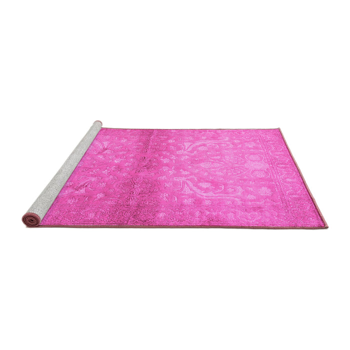 Sideview of Machine Washable Persian Pink Traditional Rug, wshtr2112pnk