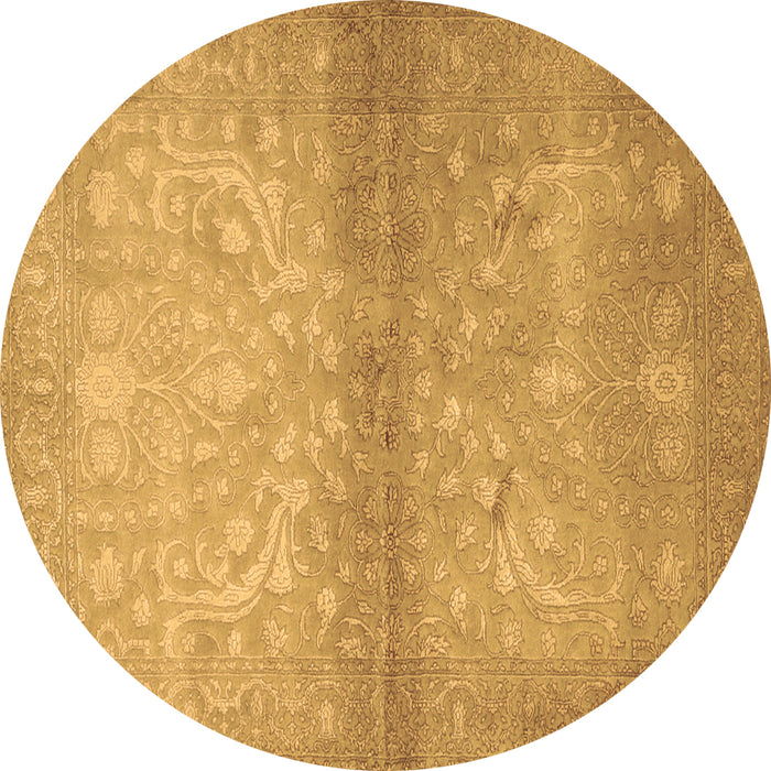 Round Persian Brown Traditional Rug, tr2112brn