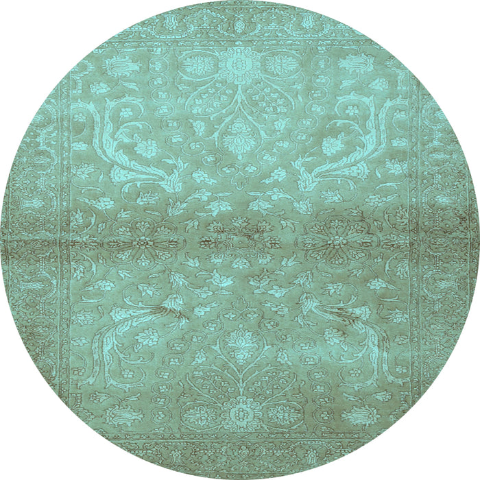 Round Machine Washable Persian Light Blue Traditional Rug, wshtr2112lblu