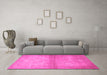 Machine Washable Persian Pink Traditional Rug in a Living Room, wshtr2112pnk