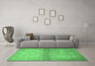 Machine Washable Persian Emerald Green Traditional Area Rugs in a Living Room,, wshtr2112emgrn