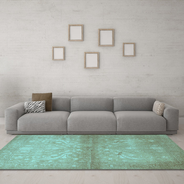 Machine Washable Persian Light Blue Traditional Rug in a Living Room, wshtr2112lblu