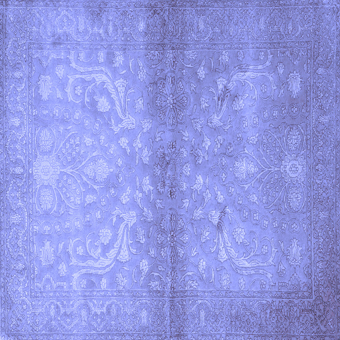 Square Machine Washable Persian Blue Traditional Rug, wshtr2112blu