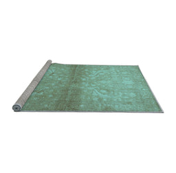 Sideview of Machine Washable Persian Light Blue Traditional Rug, wshtr2112lblu