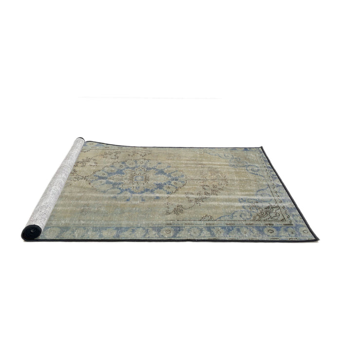 Sideview of Machine Washable Traditional Sage Green Rug, wshtr2113