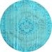 Round Persian Light Blue Traditional Rug, tr2113lblu