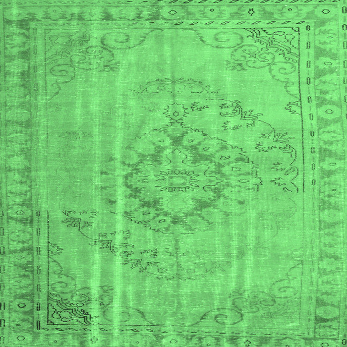 Square Machine Washable Persian Emerald Green Traditional Area Rugs, wshtr2113emgrn