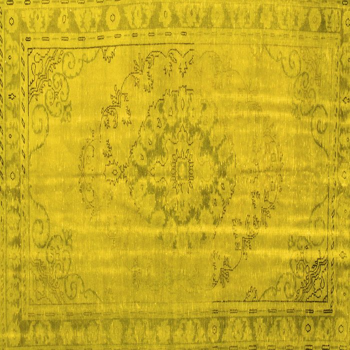 Square Machine Washable Persian Yellow Traditional Rug, wshtr2113yw