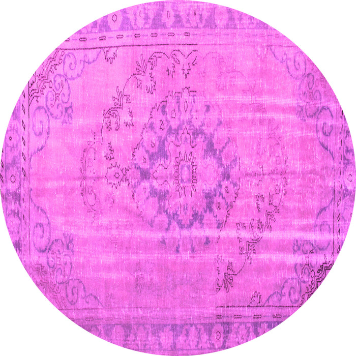 Round Machine Washable Persian Pink Traditional Rug, wshtr2113pnk