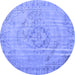 Round Persian Blue Traditional Rug, tr2113blu