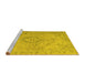 Sideview of Machine Washable Persian Yellow Traditional Rug, wshtr2113yw