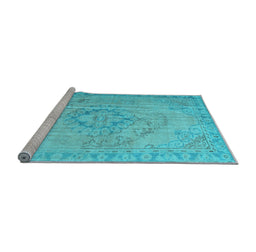 Sideview of Machine Washable Persian Light Blue Traditional Rug, wshtr2113lblu