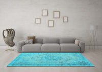 Machine Washable Persian Light Blue Traditional Rug, wshtr2113lblu