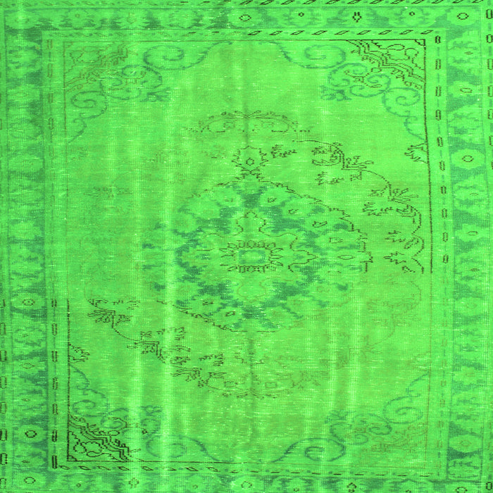 Round Machine Washable Persian Green Traditional Area Rugs, wshtr2113grn