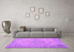 Machine Washable Persian Purple Traditional Area Rugs in a Living Room, wshtr2113pur