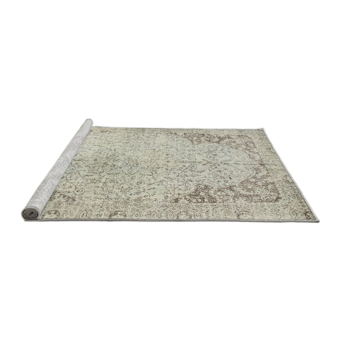 Sideview of Machine Washable Traditional Tan Brown Gold Rug, wshtr2114