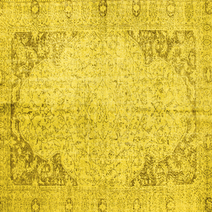 Square Machine Washable Persian Yellow Traditional Rug, wshtr2114yw