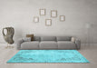 Machine Washable Persian Light Blue Traditional Rug in a Living Room, wshtr2114lblu