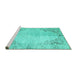 Sideview of Machine Washable Persian Turquoise Traditional Area Rugs, wshtr2114turq