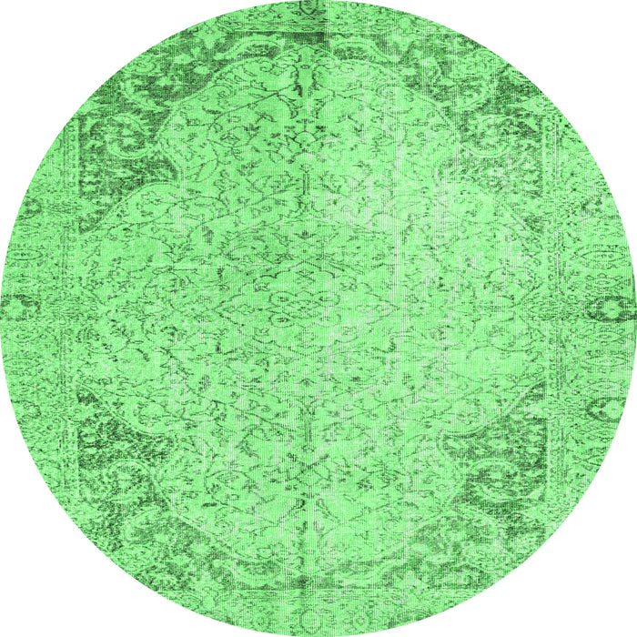 Round Persian Emerald Green Traditional Rug, tr2114emgrn