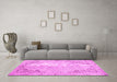 Machine Washable Persian Pink Traditional Rug in a Living Room, wshtr2114pnk