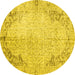 Round Persian Yellow Traditional Rug, tr2114yw