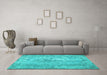 Machine Washable Persian Turquoise Bohemian Area Rugs in a Living Room,, wshtr2115turq