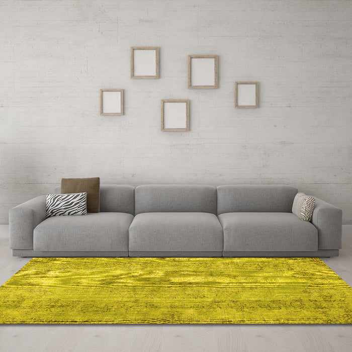 Machine Washable Persian Yellow Bohemian Rug in a Living Room, wshtr2115yw