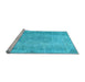 Sideview of Machine Washable Persian Light Blue Bohemian Rug, wshtr2115lblu