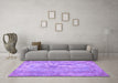 Machine Washable Persian Purple Bohemian Area Rugs in a Living Room, wshtr2115pur