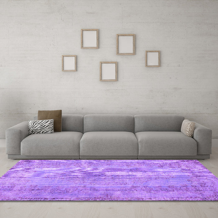 Machine Washable Persian Purple Bohemian Area Rugs in a Living Room, wshtr2115pur
