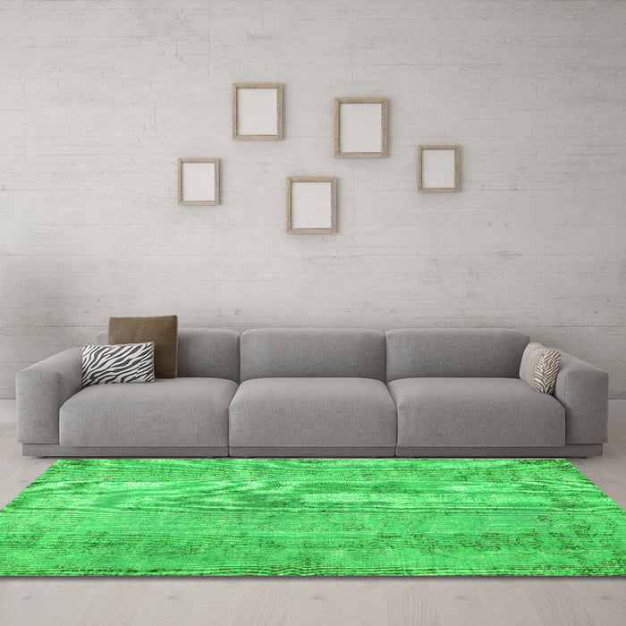 Machine Washable Persian Green Bohemian Area Rugs in a Living Room,, wshtr2115grn