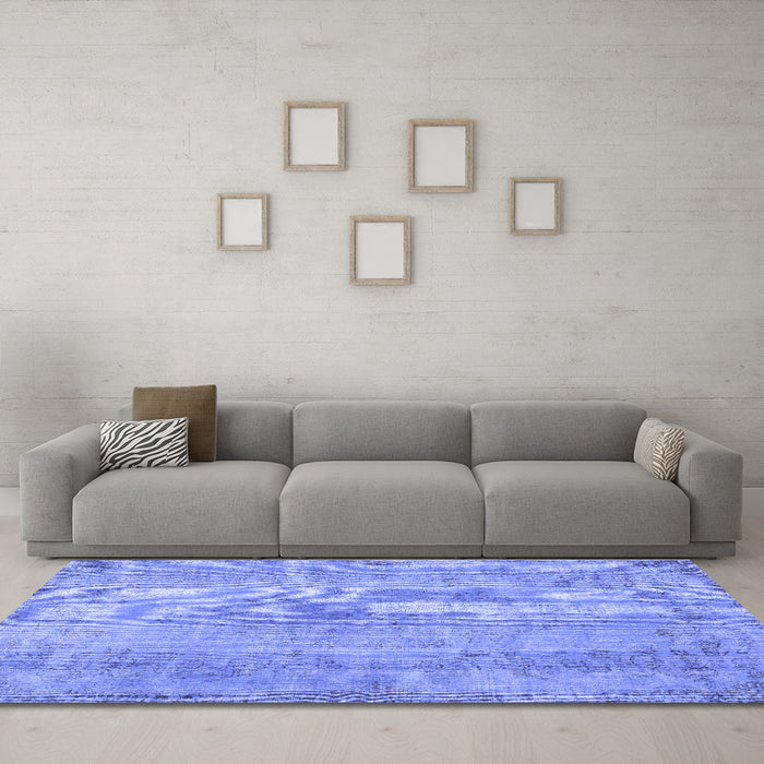 Machine Washable Persian Blue Bohemian Rug in a Living Room, wshtr2115blu