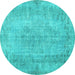 Round Persian Turquoise Bohemian Rug, tr2115turq