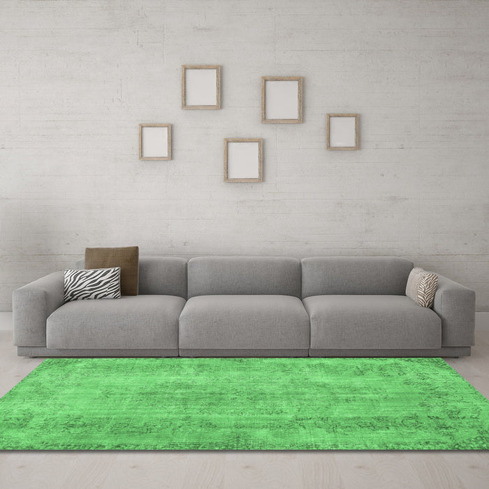 Machine Washable Persian Emerald Green Bohemian Area Rugs in a Living Room,, wshtr2115emgrn