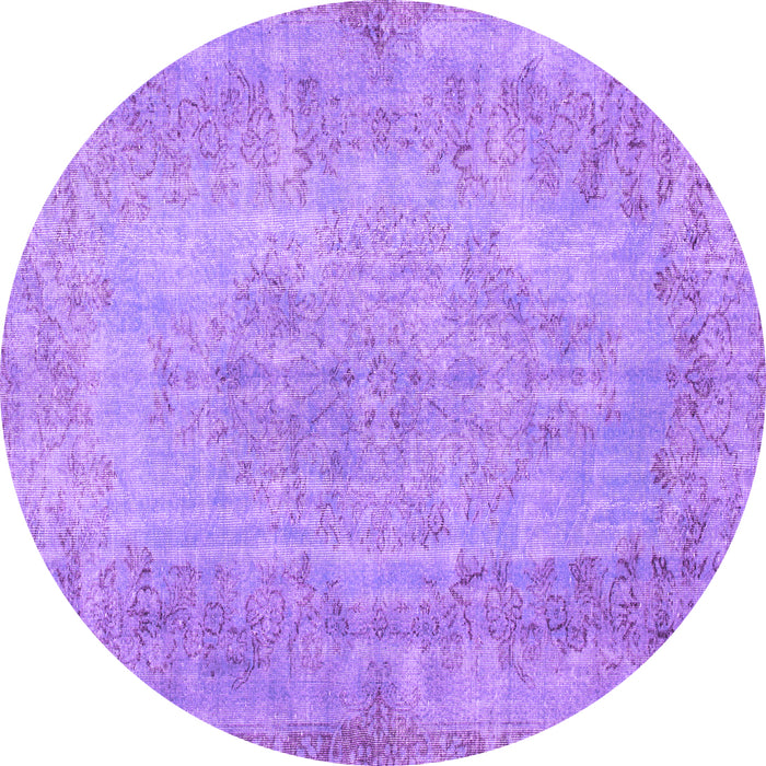 Round Machine Washable Persian Purple Bohemian Area Rugs, wshtr2115pur