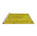 Sideview of Machine Washable Persian Yellow Bohemian Rug, wshtr2115yw