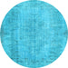 Round Persian Light Blue Bohemian Rug, tr2115lblu